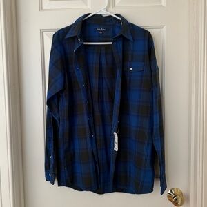 NWT Brooks Brothers Boys Black & Blue Plaid Flannel